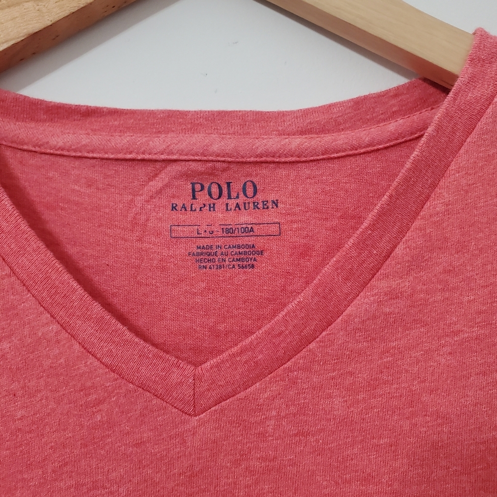 POLO Ralph Lauren Short Sleeve V-neck Cotton Tee Mens Large - Picture 5 of 7